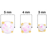 20G White Faux Opal Gold Tone 3mm to 5mm Stud Earrings Set of 3