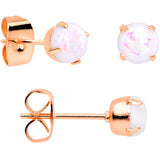 20G White Faux Opal Rose Gold Tone 3mm 5mm Stud Earrings Set of 3