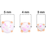 20G White Faux Opal Rose Gold Tone 3mm 5mm Stud Earrings Set of 3