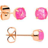 20G Pink Faux Opal Rose Gold Tone 3mm 5mm Stud Earrings Set of 3