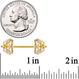 14G 9/16 Clear CZ Gem Gold Tone Lavish Crown Nipple Ring Set