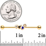 14G Clear CZ Gem Gold Tone Lovely Bee Industrial Barbell 38mm