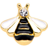 20G 1/4 Clear CZ Gem Gold Tone Lovely Bee L Shaped Nose Ring