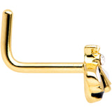 20G 1/4 Clear CZ Gem Gold Tone Lovely Bee L Shaped Nose Ring