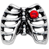 18G 5/16 Red CZ Gem Heart Skeleton Ribs Halloween Nose Screw
