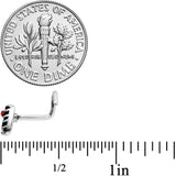 18G 5/16 Red CZ Gem Heart Skeleton Ribs Halloween Nose Screw