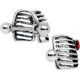 14G 9/16 Red CZ Gem Heart Skeleton Halloween Nipple Shield Set