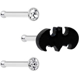 20G 1/4 Clear Gem Licensed DC Comics Batman Nose Bone Set of 3