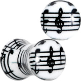 Black White Acrylic Music Notes Double Flare Plug Set