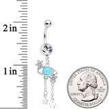 Clear Blue Gem Saturn Stars Dangle Belly Ring