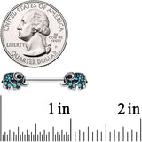 14G 9/16 Aqua Orb Curvy Elephant Barbell Nipple Ring Set