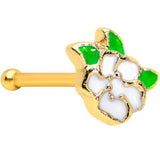 20G 1/4 Gold Tone White Spring Flower Nose Bone
