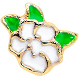 20G 1/4 Gold Tone White Spring Flower Nose Bone