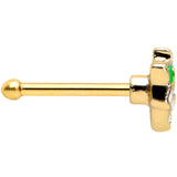 20G 1/4 Gold Tone White Spring Flower Nose Bone