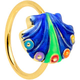 20G 5/16 Gold Tone Blue Shell Nose Hoop