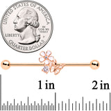 14G Clear CZ Gem Rose Gold Tone Butterfly Industrial Barbell 38mm