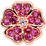 20G 1/4 Clear Pink Gem Rose Gold Tone Heart Flower Nose Bone