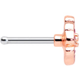 20G 1/4 Clear Pink Gem Rose Gold Tone Heart Flower Nose Bone