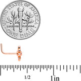 20G 7mm Clear Gem Rose Gold Tone Pink Flower L Shaped Nose Ring