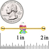 14G Gold Tone Hatched Chick Easter Egg Industrial Barbell 38mm