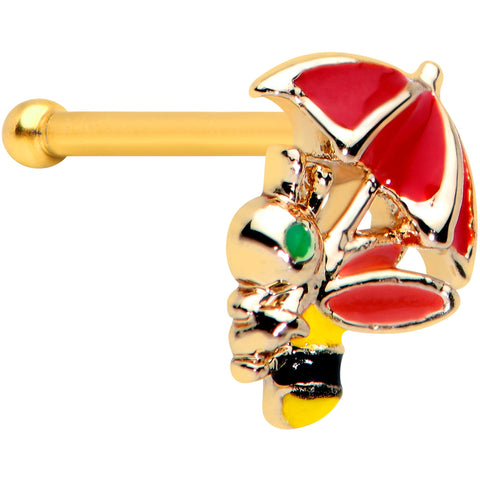20G 1/4 Gold Tone Rainy Day Umbrella Bee Nose Bone