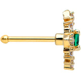 20G 5/16 Clear Green Gem Gold Tone Art Deco Nose Bone