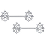 14G 9/16 Clear CZ Gem Constellation Barbell Nipple Ring Set
