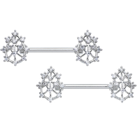 14G 9/16 Clear CZ Gem Constellation Barbell Nipple Ring Set