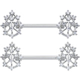 14G 9/16 Clear CZ Gem Constellation Barbell Nipple Ring Set