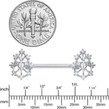 14G 9/16 Clear CZ Gem Constellation Barbell Nipple Ring Set