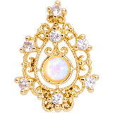 20G 1/4 White Synthetic Opal Gold Tone Scrolling Oval Nose Bone