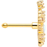 20G 1/4 White Synthetic Opal Gold Tone Scrolling Oval Nose Bone