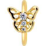 20G 5/16 Clear CZ Gem Gold Tone Open Butterfly Nose Hoop