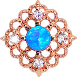 20G 5/16 Blue Synthetic Opal Lacy Rosy Tone Nose Bone