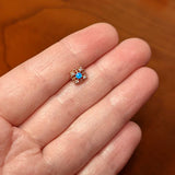 20G 5/16 Blue Synthetic Opal Lacy Rosy Tone Nose Bone