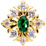 20G 5/16 Clear Green Gem Gold Tone Art Deco Style Nose Hoop