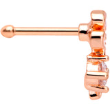 20G 1/4 Clear CZ Gem Rose Gold Tone Butterfly Flower Nose Bone