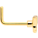 20G 7mm Gold Tone Green Inlay Butterfly L Shaped Nose Ring