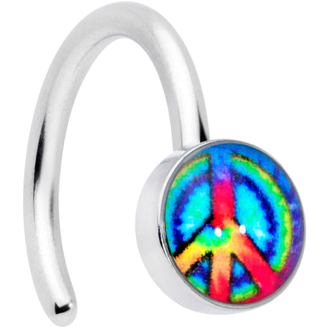 18G 5/16 Rainbow Tie Dye Peace Sign Nose Hoop