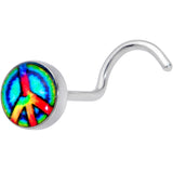 18G 1/4 Rainbow Tie Dye Peace Sign Left Nose Screw