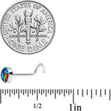 18G 1/4 Rainbow Tie Dye Peace Sign Left Nose Screw