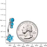 Blue CZ Gem Triple Drop Flower Belly Ring