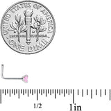 20G 5/16 1/4 Pink CZ Gem Daisy Nose Hoop Bone L Shape Set of 4