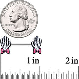14G 9/16 Skeleton Hand Bow Halloween Barbell Nipple Ring Set
