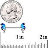 14G 9/16 Clear Gem Blue Butterfly Barbell Nipple Ring Set