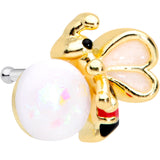 20G 1/4 White Faux Opal Gold Tone Insect Nose Bone