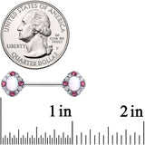14G 9/16 White Synthetic Opal Glam Oval Barbell Nipple Ring Set