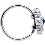 20G 5/16 Clear Blue Gem Textured Rhombus Cross Nose Hoop