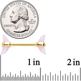 14G 9/16 Pink Gem Gold Tone Crescent Barbell Nipple Ring Set