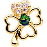 20G 1/4 Green Synthetic Opal Gold Tone Shamrock St Pats Nose Bone